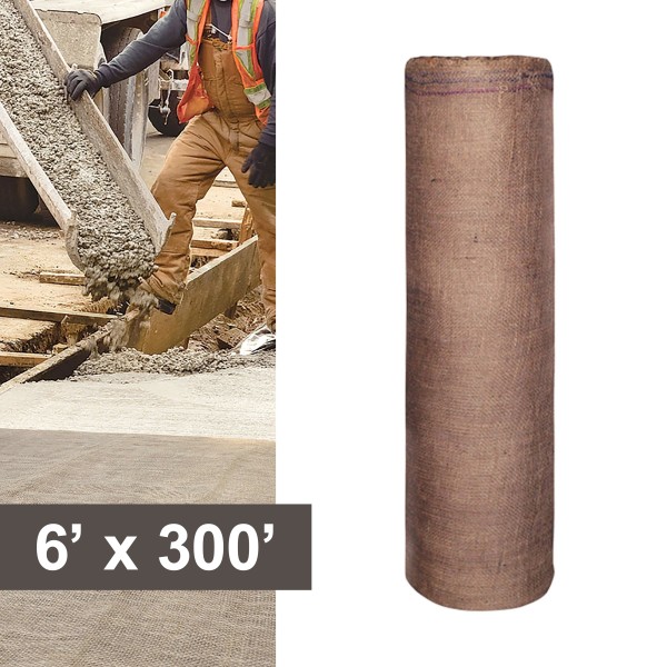 Resinet-Quest Construction Grade Class 4 Concrete Curing Burlap Blanket Bulk Roll | 6' x 300' (Nettings/Meshes)
