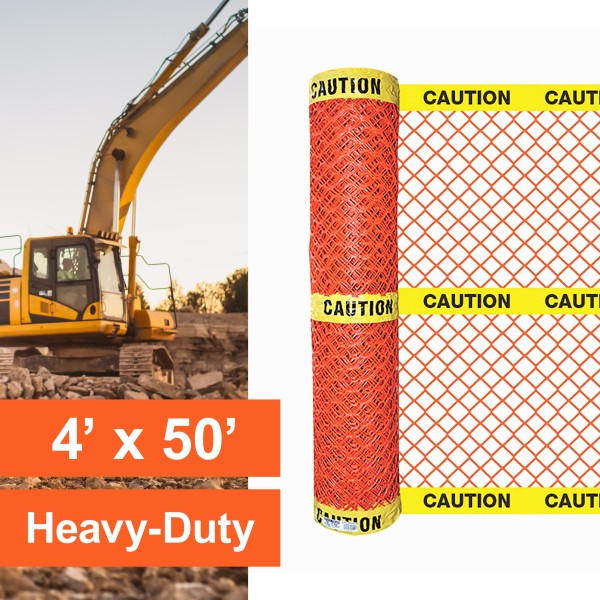 Resinet-Quest Heavy-Duty Diamond Mesh Barricade Caution Fence Roll | 4' x 50' - Orange (Fence)