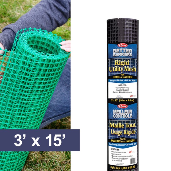 Resinet-Quest Standard-Duty Multi-Purpose Barrier Fence Roll | 0.50" Sq. Mesh | 3' x 15' - Black (Nettings/Meshes)