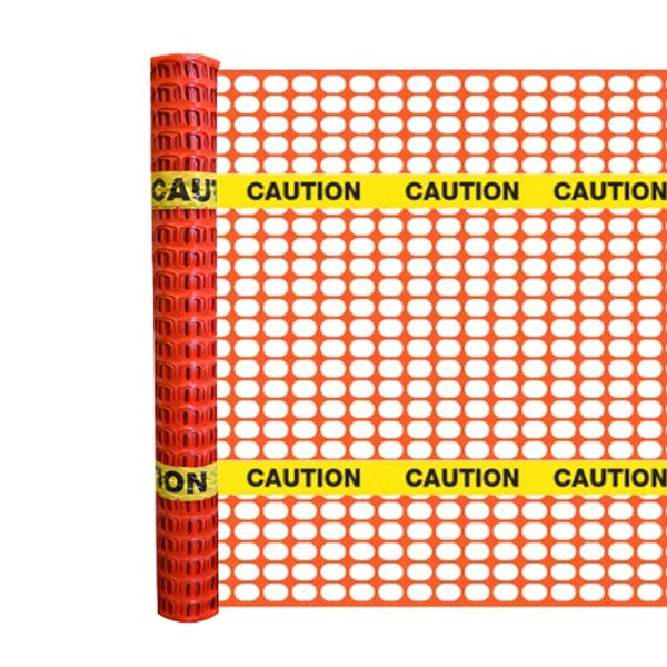 Resinet 4' X 100' Oval Barricade Fence With 2 Strips Of Caution Tape - 13Lbs (Orange)