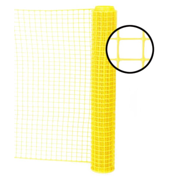 Resinet SLM4048100 - Heavy Duty Square Mesh Access Control Barrier Fence (4' x 100' Roll) - Yellow