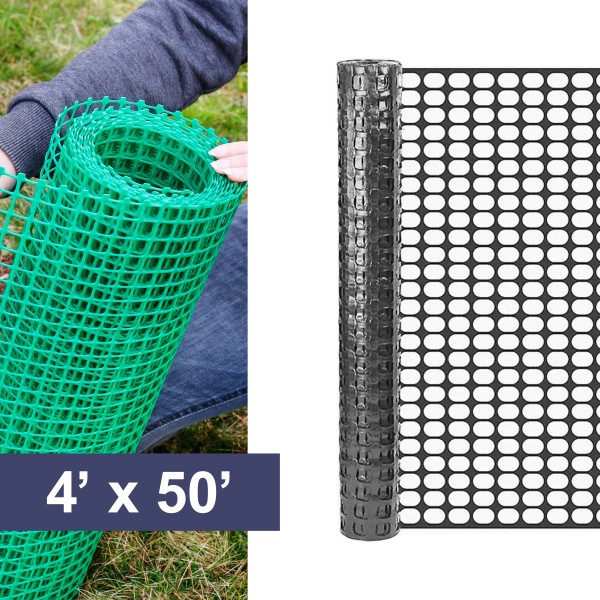 Resinet-Quest Standard-Duty Multi-Purpose Square Mesh Barrier Fence Roll | 4' x 50' - Black (Fence)