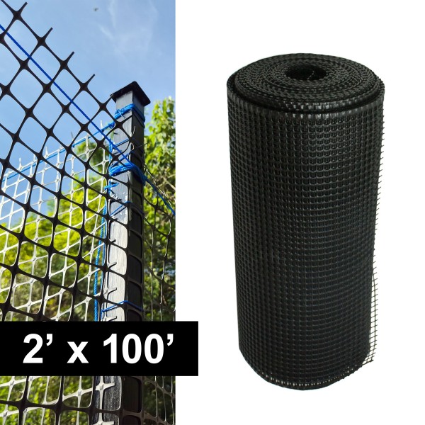 Resinet-Quest Heavy-Duty Multi-Purpose Barrier Fence Bulk Roll | 0.50" Sq. Mesh | 2' x 100' - Black (Fence)
