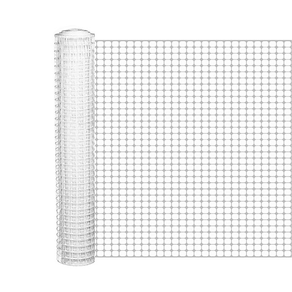 Resinet 4' x 100' SM4048100-W Heavy Duty Square Mesh Barrier Fence - (White)