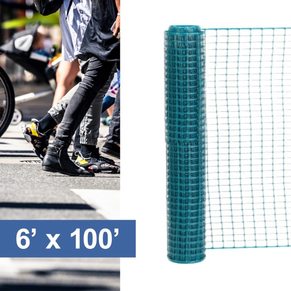 Resinet-Quest Heavy-Duty Square Mesh Crowd Control Barrier Fence Roll | 6' x 100' - Green (Default)