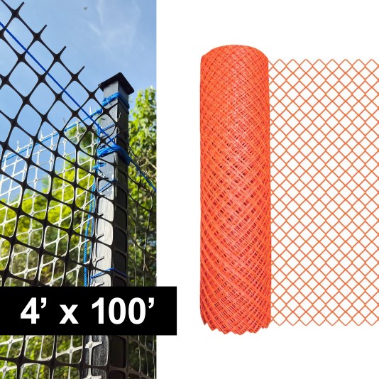 Resinet-Quest Heavy-Duty Multi-Purpose Diamond Mesh Barrier Fence Roll | 33 lbs | 4' x 100' - Orange (Default)