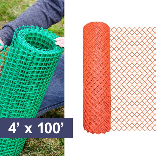 Resinet-Quest Standard-Duty Diamond Mesh Multi-Purpose Barrier Fence Roll | 4' x 100' - Orange (Fence)