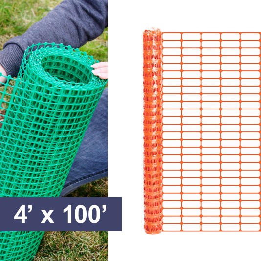 Resinet-Quest Standard-Duty Multi-Purpose Oriented Oval Mesh Barrier Fence Roll | 4' x 100' - Orange (Fence)