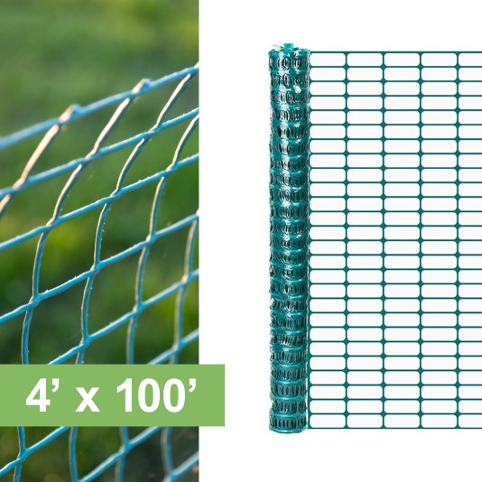 Resinet-Quest Lightweight Multi-Purpose Flat Oriented Oval Mesh Barrier Fence Roll | 4' x 100' - Green (Fence)