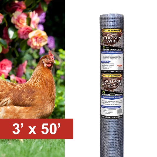 Resinet-Quest Plastic Poultry Garden Fence Netting Roll | 0.50" Sq. Mesh | 3' x 50' - Silver (Fence)