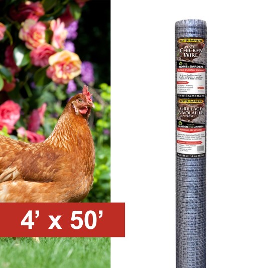 Resinet-Quest Plastic Poultry Garden Fence Netting Roll | 0.50" Sq. Mesh | 4' x 50' - Silver (Fence)