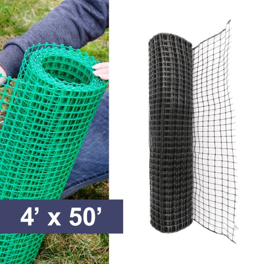 Resinet-Quest Standard-Duty Multi-Purpose Square Mesh Barrier Fence Roll | 4' x 100' - Black (Fence)