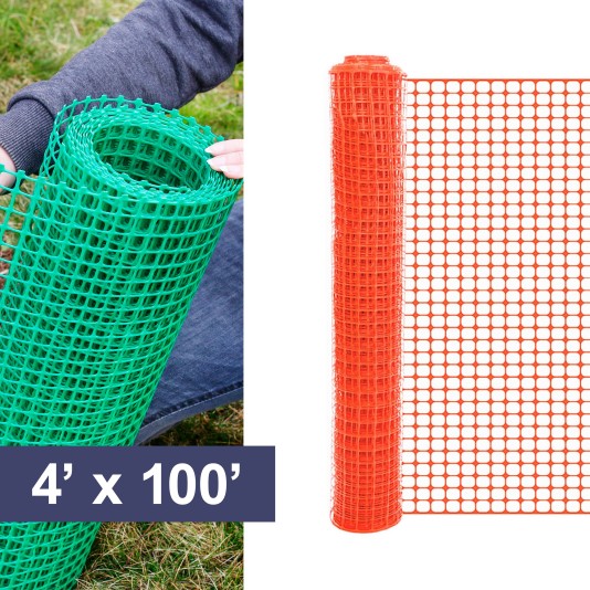 Resinet-Quest Standard-Duty Multi-Purpose Square Mesh Barrier Fence Roll | 4' x 100' - Orange (Fence)