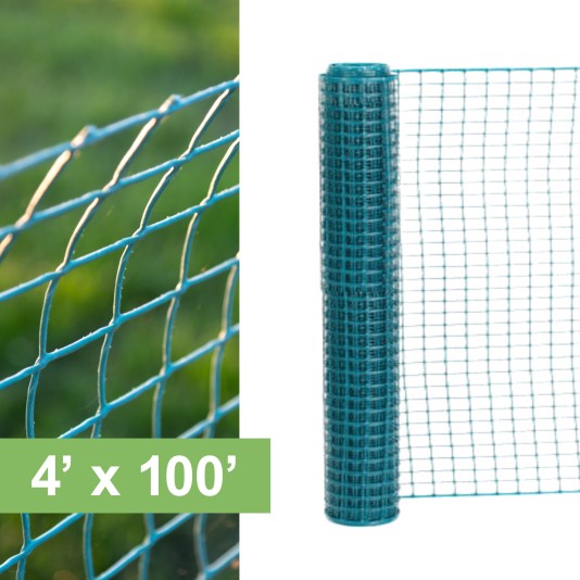 Resinet-Quest Lightweight Multi-Purpose Square Mesh Barrier Fence Roll | 4' x 100' - Green (Fence)