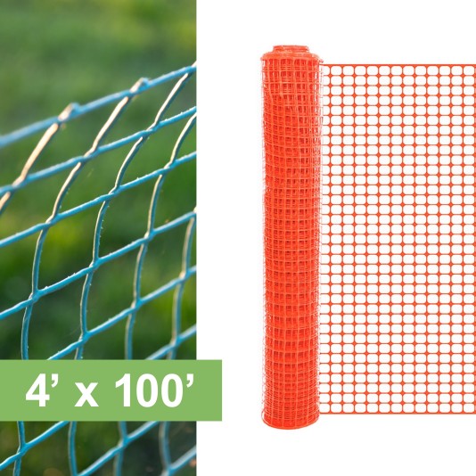 Resinet-Quest Lightweight Multi-Purpose Square Mesh Barrier Fence Roll | 4' x 100' - Orange (Fence)