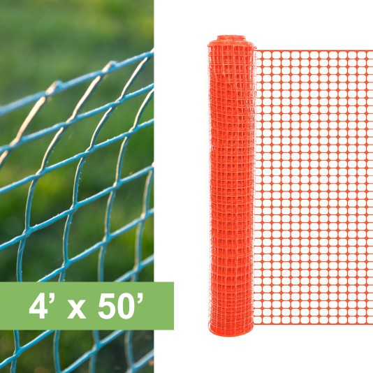 Resinet-Quest Lightweight Multi-Purpose Square Mesh Barrier Fence Roll | 4' x 50' - Orange (Fence)