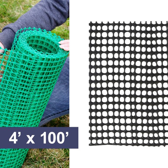 Resinet-Quest Standard-Duty Multi-Purpose Barrier Fence Bulk Roll | 0.25" Sq. Mesh | 4' x 100' - Black (Fence)