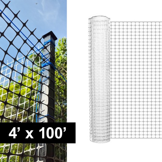 Resinet-Quest Heavy-Duty Multi-Purpose Square Mesh Barrier Fence | 4' x 100' - White (Default)