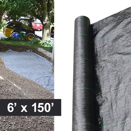 Resinet-Quest Premium Woven Geotextile Landscaping Fabric Roll | 6' x 150' - Black (Landscaping/Hardscaping)