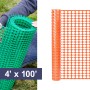 Resinet-Quest Standard-Duty Multi-Purpose Oriented Oval Flat Mesh Barrier Fence Roll | 4' x 100' - Orange