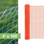 Resinet-Quest Lightweight Multi-Purpose Eco-Grade Square Mesh Barrier Fence Roll| 4' x 100' - Orange
