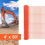 Resinet-Quest Eco-Grade Square Mesh Construction Barrier Fence Roll | 4' x 50' - Orange