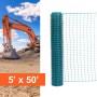 Resinet-Quest Heavy-Duty Square Mesh Construction Barrier Fence Roll | 5' x 50' - Green