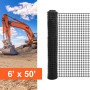 Resinet-Quest Heavy-Duty Square Mesh Construction Barrier Fence Roll | 6' x 50' - Black