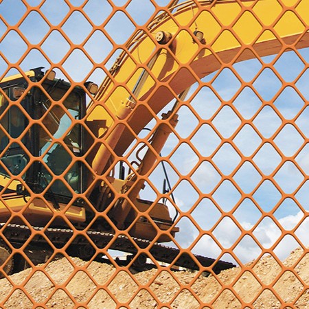 barrier fence with diamond mesh on construction site