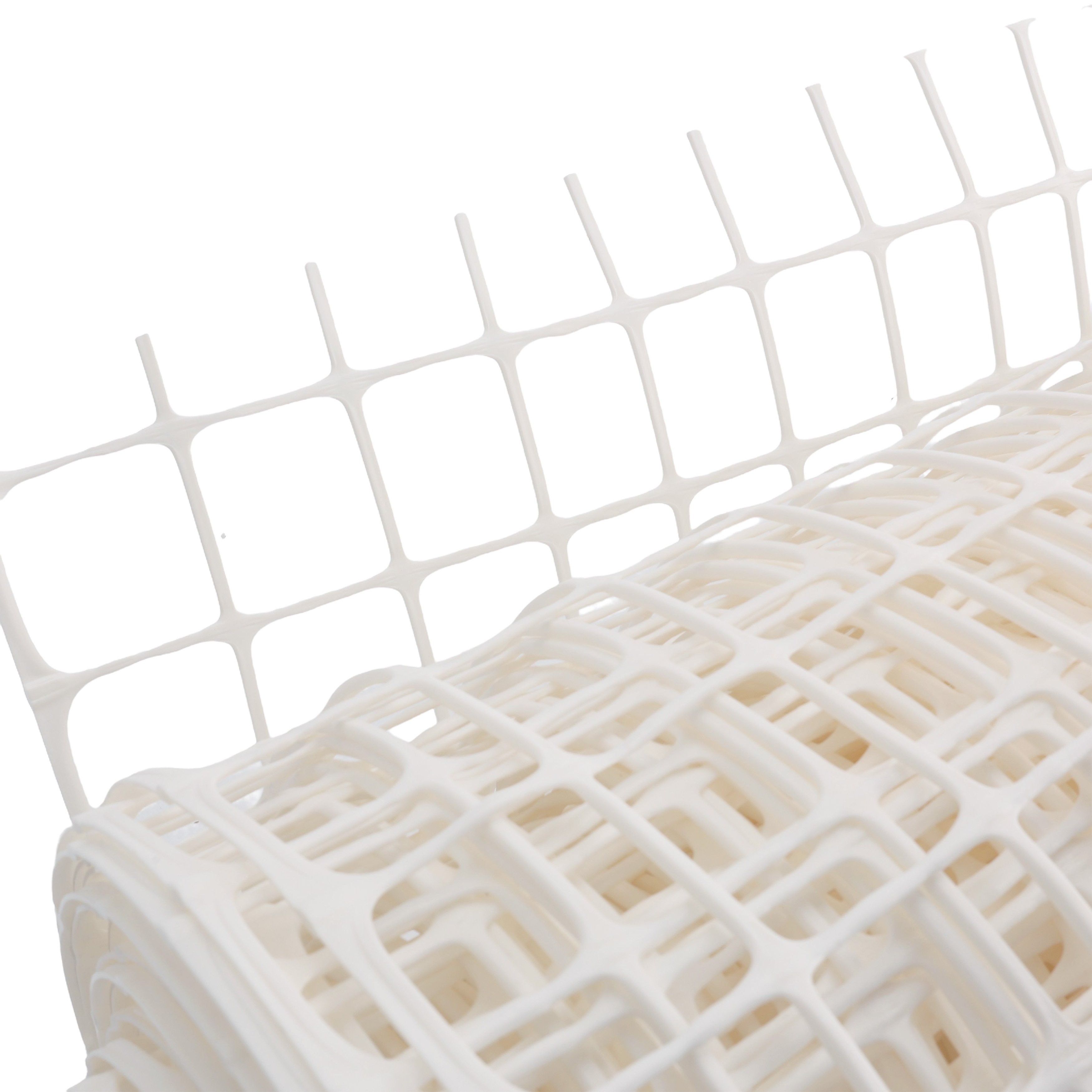 Resinet-Quest Heavy-Duty Square Mesh Construction Barrier Fence Roll | 6' x 50' - White